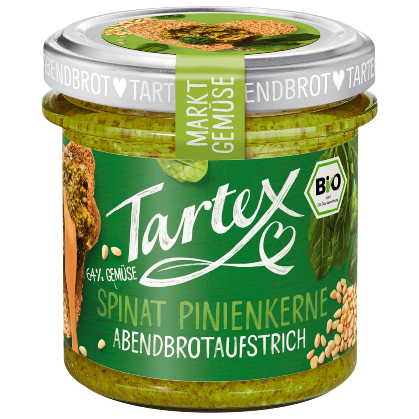 Tartex Bio Markt-Gemüse Brotaufstrich Spinat Pinienkerne 135g